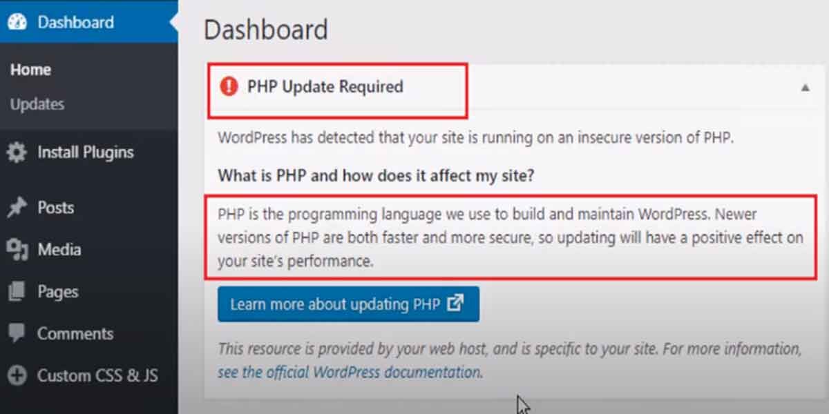 Insecure Version Of PHP (7.2.34)