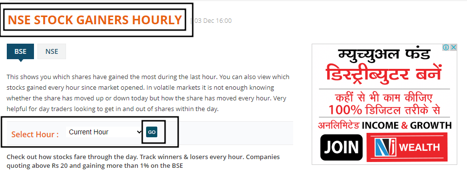 NSE STOCK GAINERS HOURLY